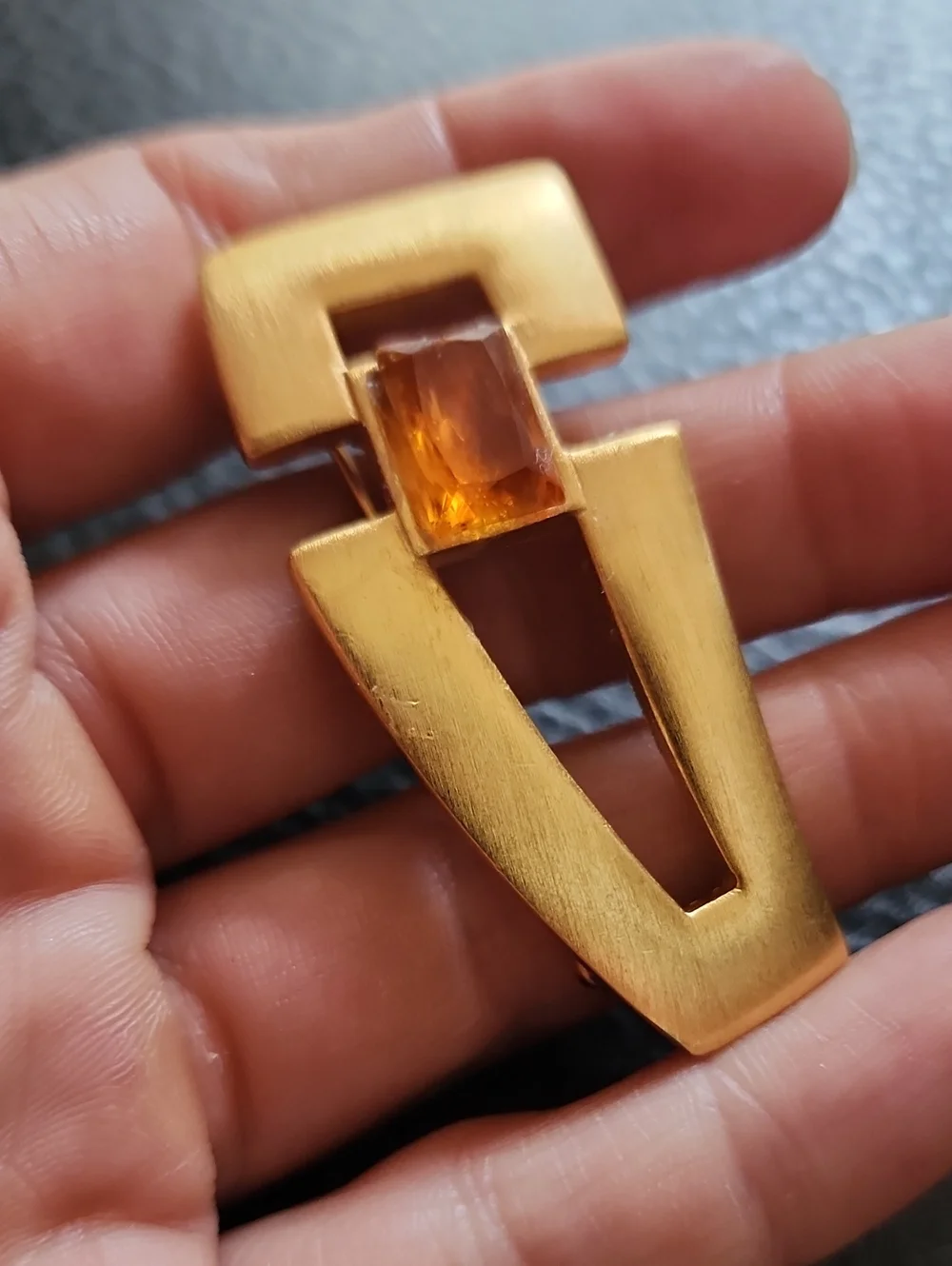 Gold-Tone Anne Klein Brooch with Amber Accent